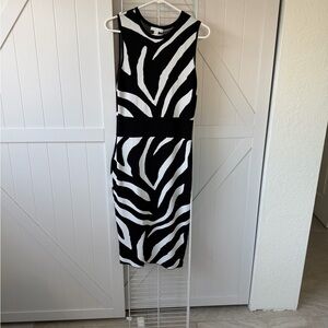 New York & Company Black and White Zebra Midi Dress